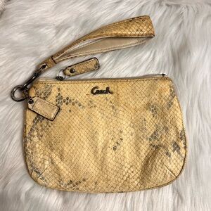 Coach Yellow Snakeskin Wristlet